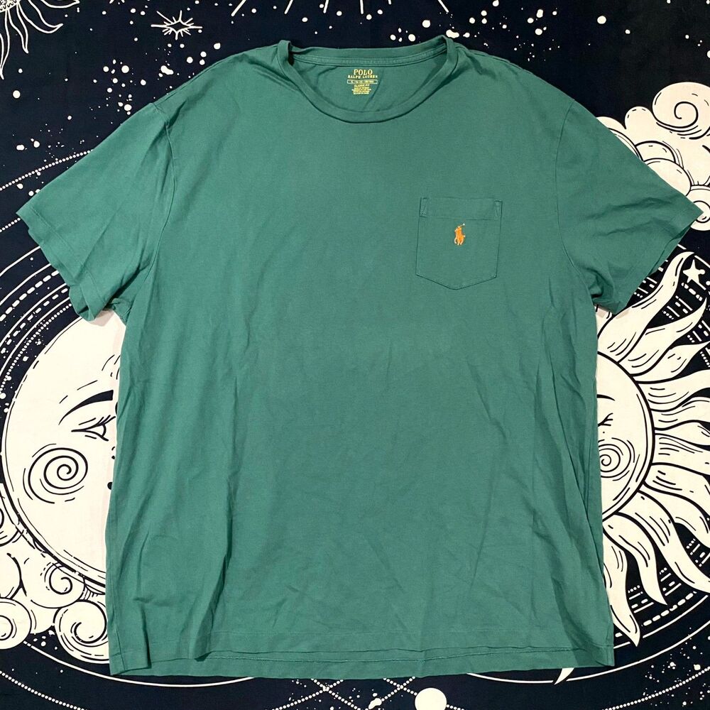 Polo Ralph Lauren T-Shirt Men's XL Green Cotton Casual Streetwear Classic-Fit